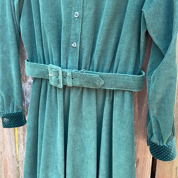 Vintage Orvis 14 P Green Dress Corduroy Long Sleeve ShirtDress Shirt USA Cotton - Picture 7 of 14